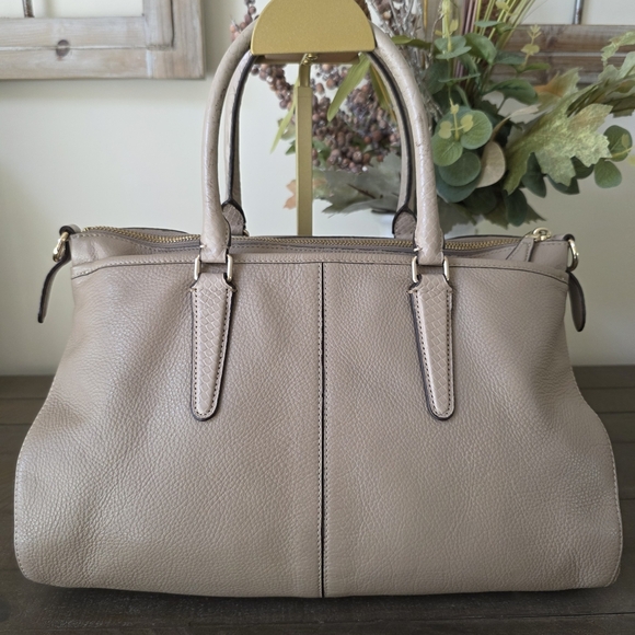 Coach Morgan Satchel/Shoulder Bag In Taupe Pebble Grain Leather With Exotic Trim - Picture 4 of 16